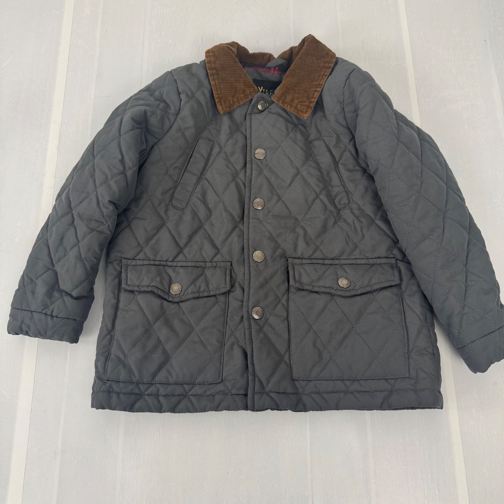 Ixtreme Quilted Barn Jacket Kids Size 5 Gray Corduroy Collar Fall Coat Repaired